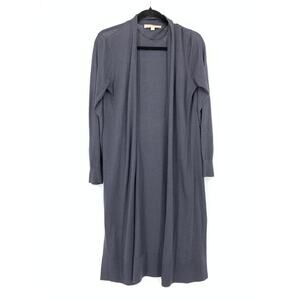 Loft Open Front Long Cardigan Sweater Womens Size Medium Dark Gray Knit